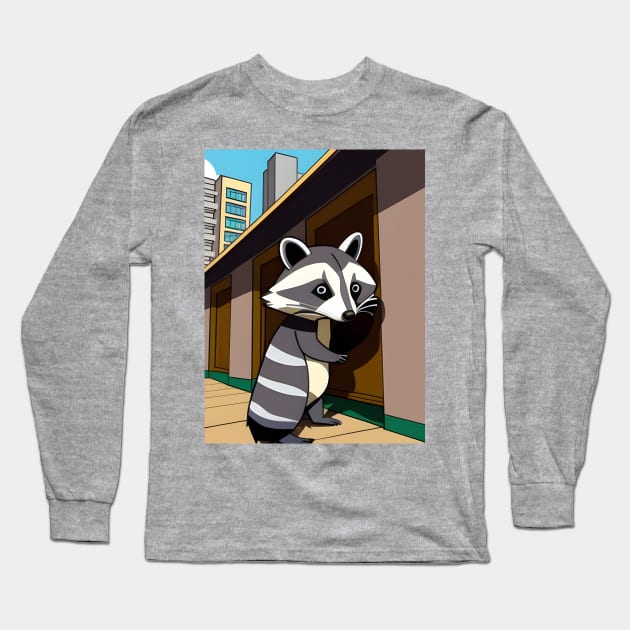 Concerned Racoon Long Sleeve T-Shirt by cornleg